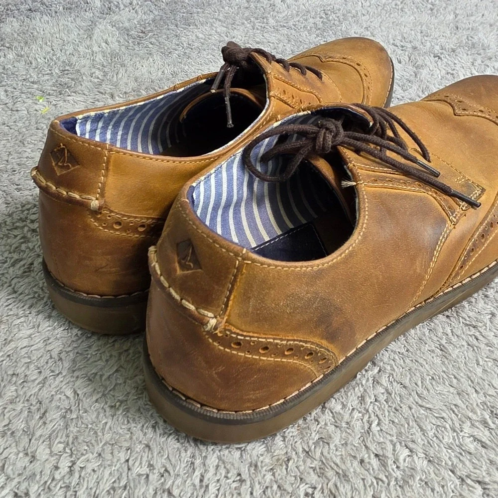 Sperry Wingtip Oxford Tan Leather Brogue Lace Up Shoes Loafers Mens‎ 10M